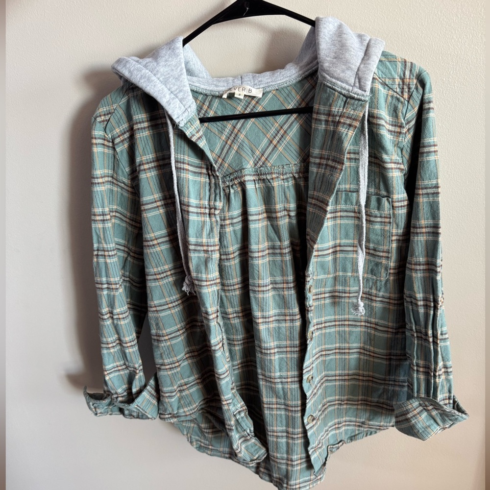 Plaid hooded button down